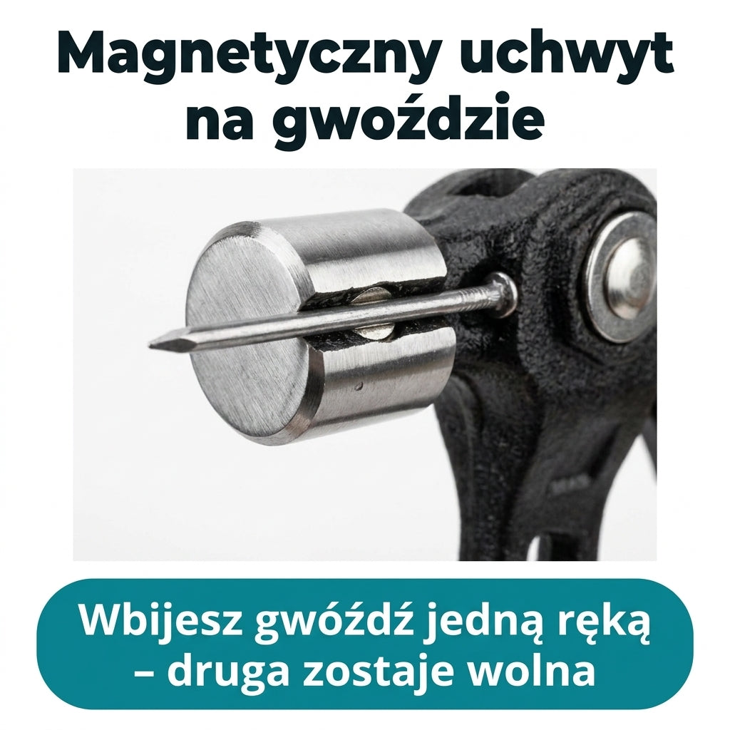 Magnetyczny uchwyt na gwoździe w młotku