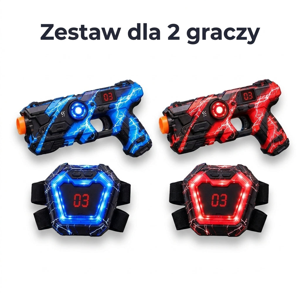 Zestaw laser tag na białym tle