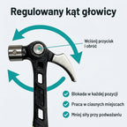 Regulowany kąt głowicy młotka z przyciskiem blokady