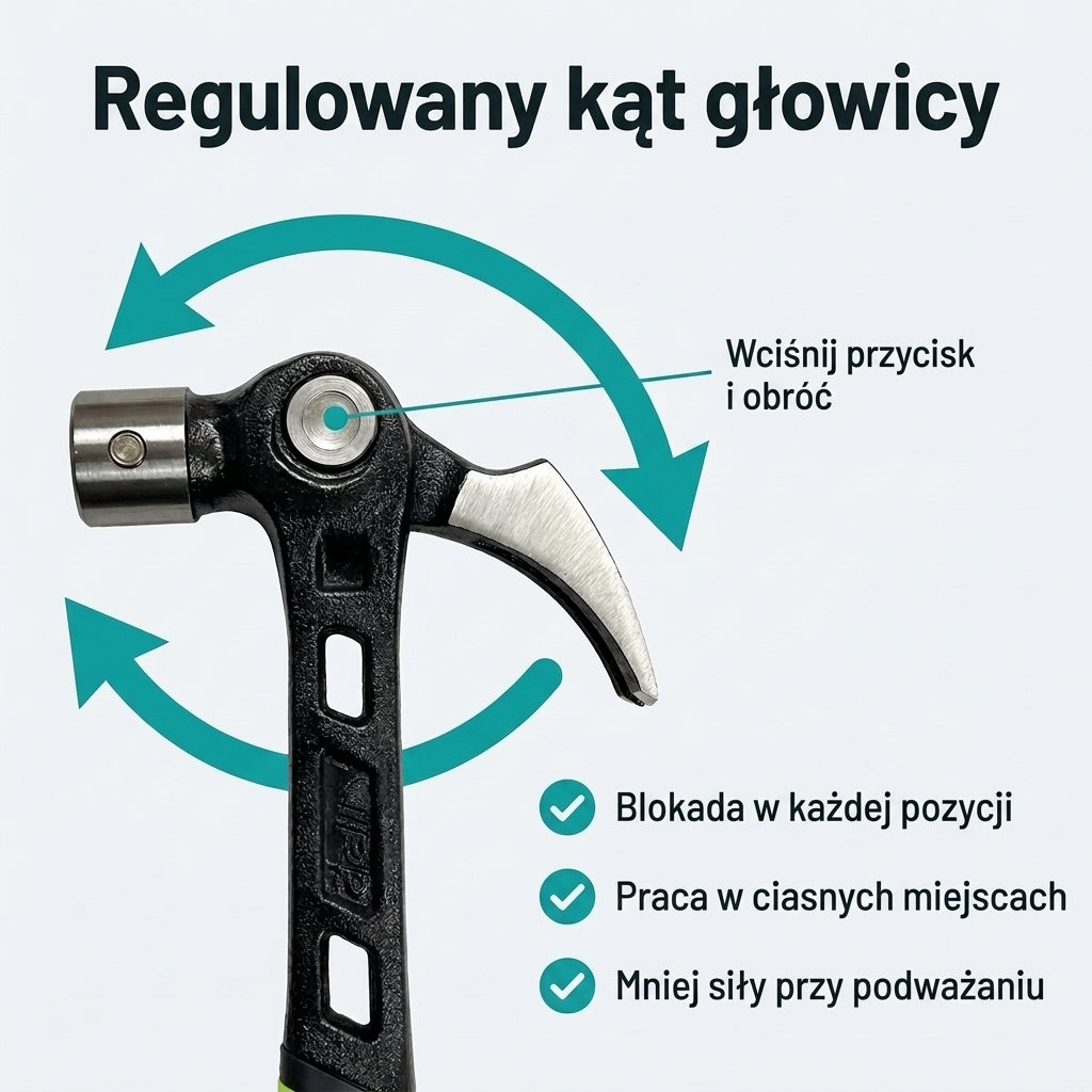 Regulowany kąt głowicy młotka z przyciskiem blokady