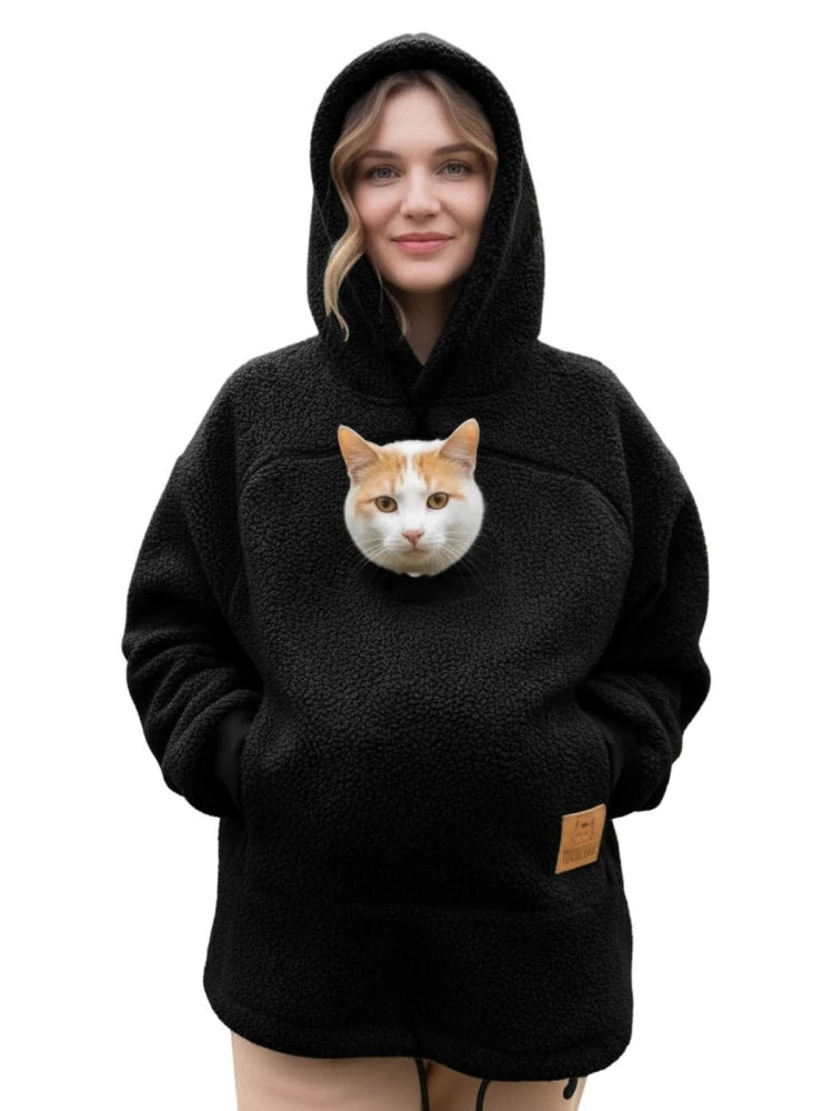 Bluza z kieszenią na kota – czarna